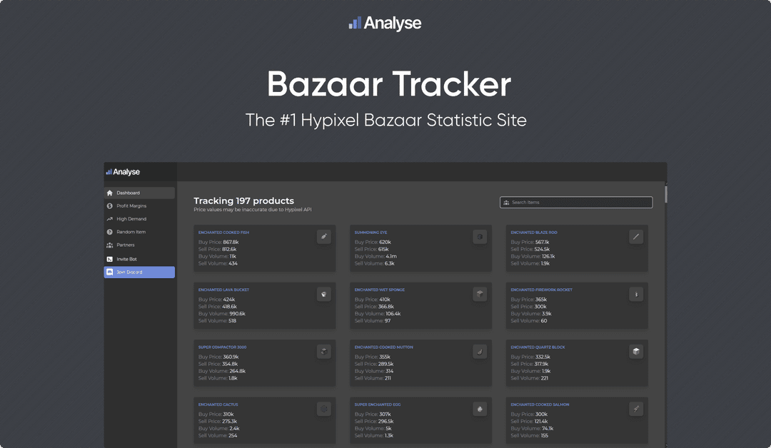 Screenshot of BazaarTracker